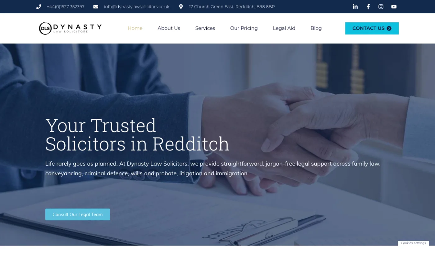 Dynasty Law Solicitors website by Ummah Design