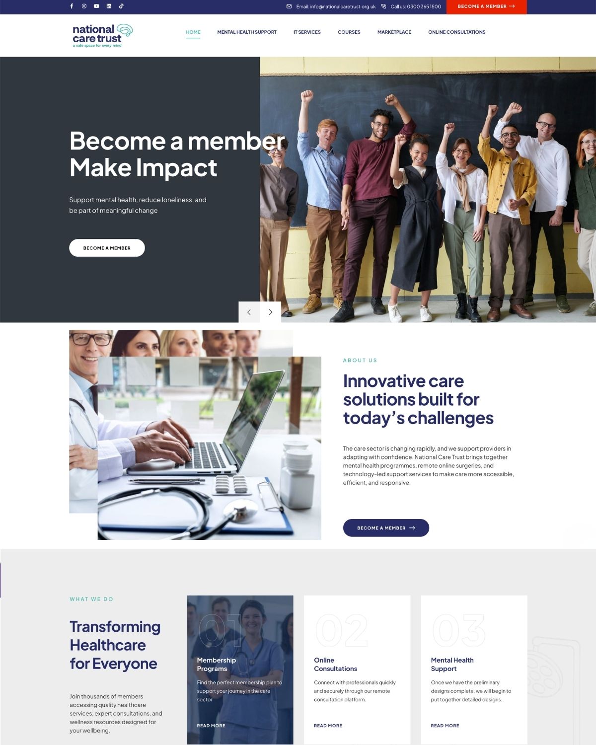 National Care Trust 'Innovative care solutions' homepage section