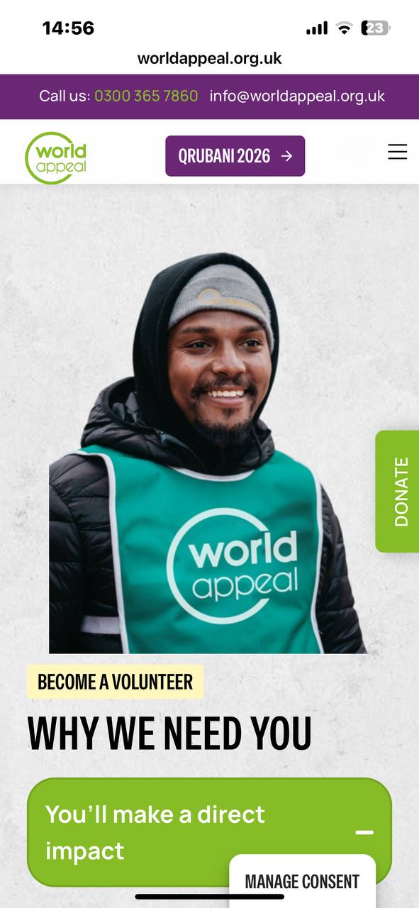 World Appeal mobile homepage